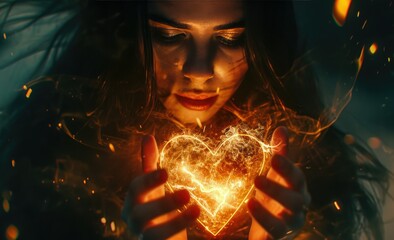 person with heart of fire