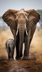 Fototapeta na wymiar Majestic African Elephant Family