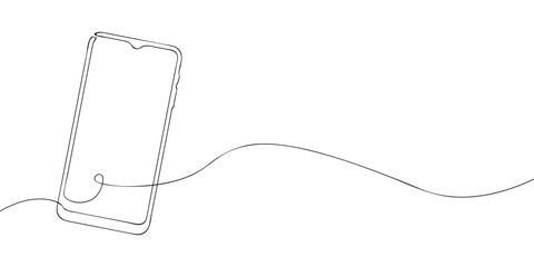 A phone drawing in one line. Smartphone vector icon.