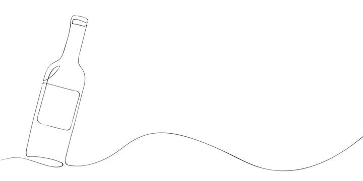 recommend clip art: A bottle of wine drawing in one line. Bottle of wine vector icon.