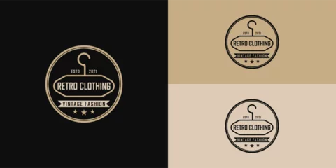 Fotobehang Classic Vintage Retro Label Badge logo design for cloth apparel presented with multiple background colors and it is suitable for beauty and fashion logo design inspiration template © Miftakhul