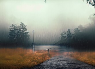 sunrise in fog 
