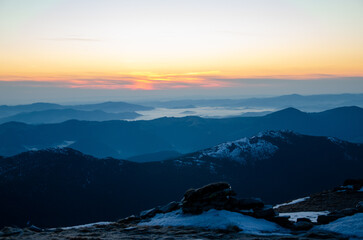 sunset in the mountains