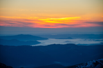 sunset in the mountains