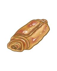 Pain Au Chocolat. Bun with chocolate. Traditional French pastries white isolated