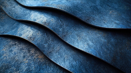 Abstract Blue Metallic Curves Textured Artistic Background