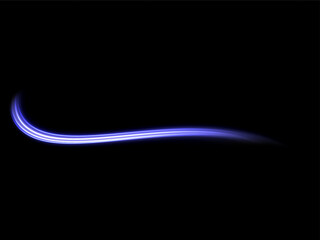 Blue glowing shiny lines effect black background. Luminous white lines of speed. Light glowing effect. Light trail wave, fire path trace line and incandescence curve twirl.