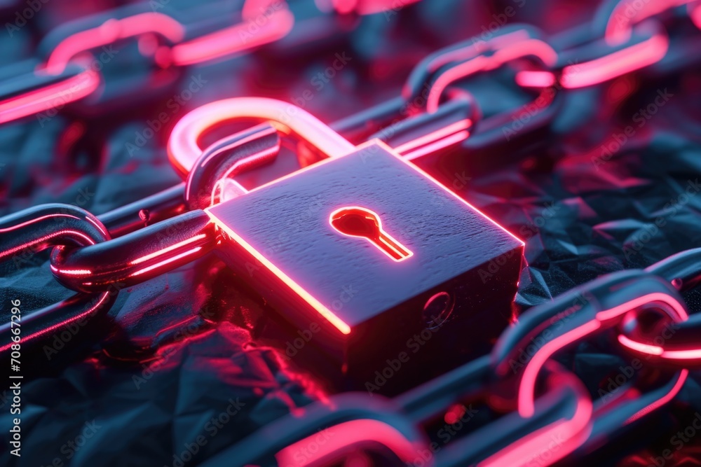 Aufkleber a close up view of a lock on a chain. this image can be used to represent security, protection, or c