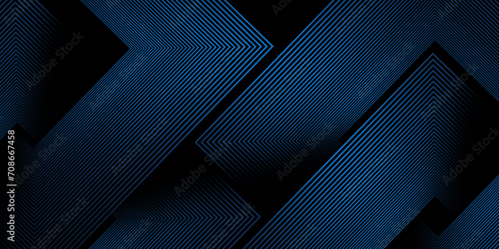 Poster dark blue abstract background with glowing square geometric lines. modern shiny blue lines pattern. 