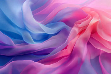 Fototapeta premium Abstract Gradient Background with Creative Watercolor Blue Waves and Artistic Canvas Paints, Pink Streams, and Multi-Colored Fabric Silk - A Vibrant Art Texture for Cards and Poster Design Templates