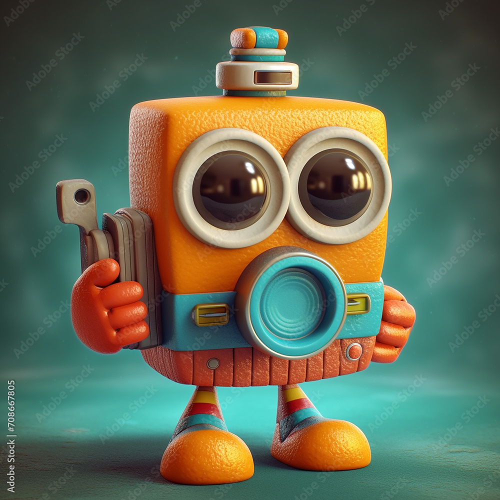 Fototapete 3d rendered photo of cartoonish character element and object made with generative ai