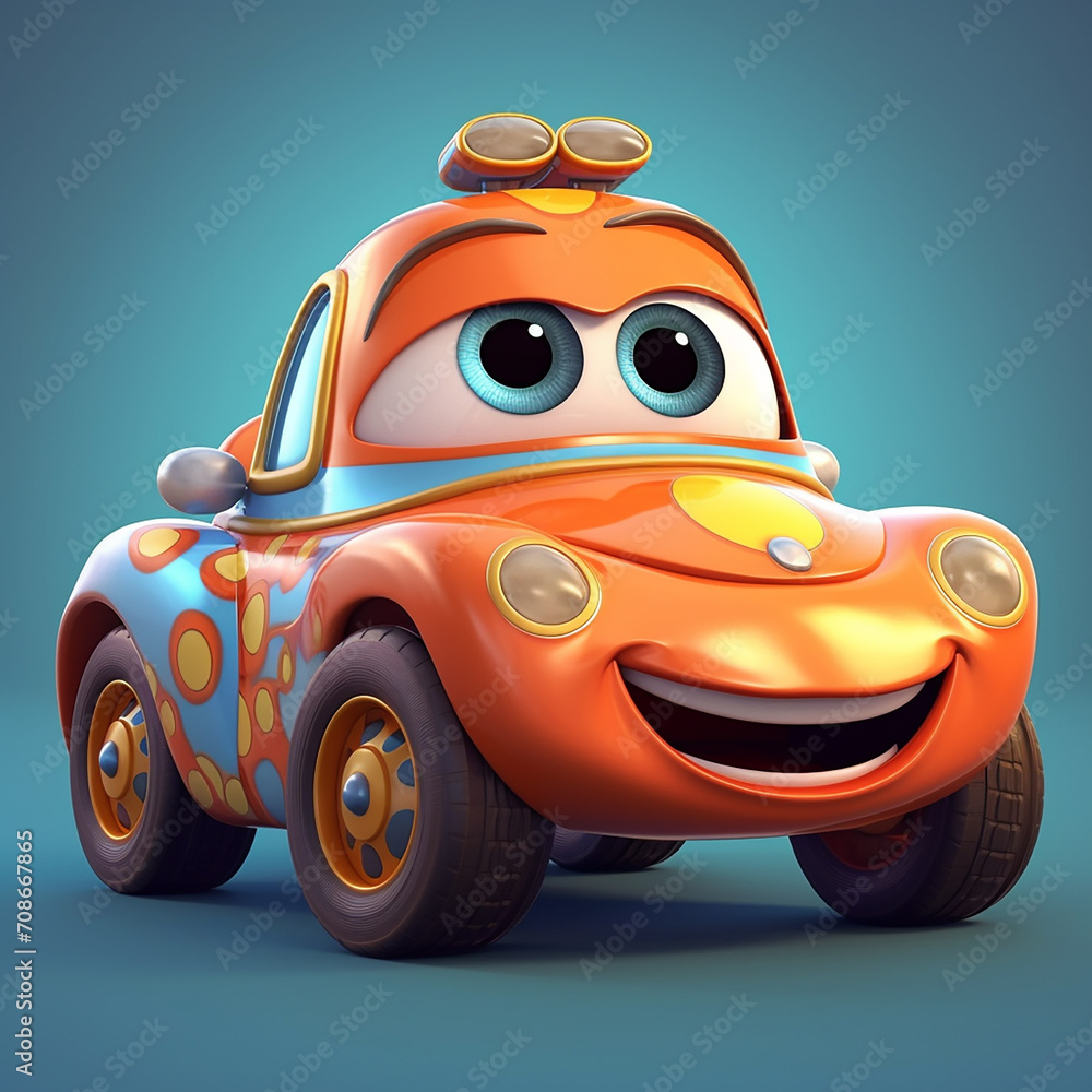 Fototapete 3d rendered photo of cartoonish character element and object made with generative ai