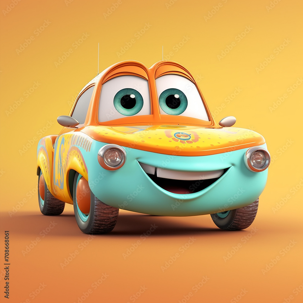 Fototapete 3d rendered photo of cartoonish character element and object made with generative ai