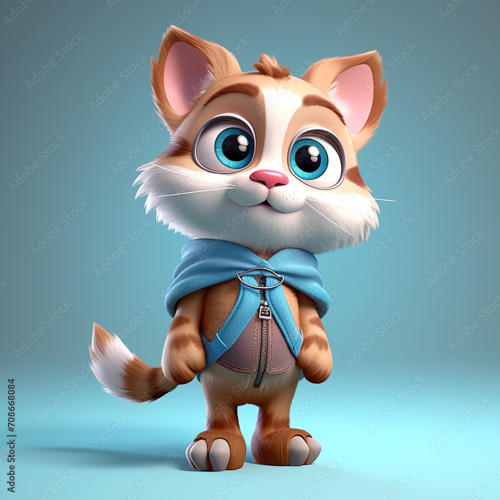 Fototapete 3d rendered photo of cartoonish character element and object made with generative ai