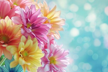 Fototapeta premium A simple yet elegant arrangement of flowers in a vase on a table. Perfect for adding a touch of beauty to any space