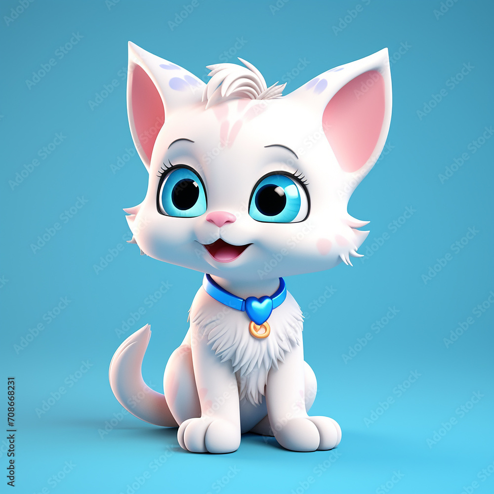 Fototapete 3d rendered photo of cartoonish character element and object made with generative ai