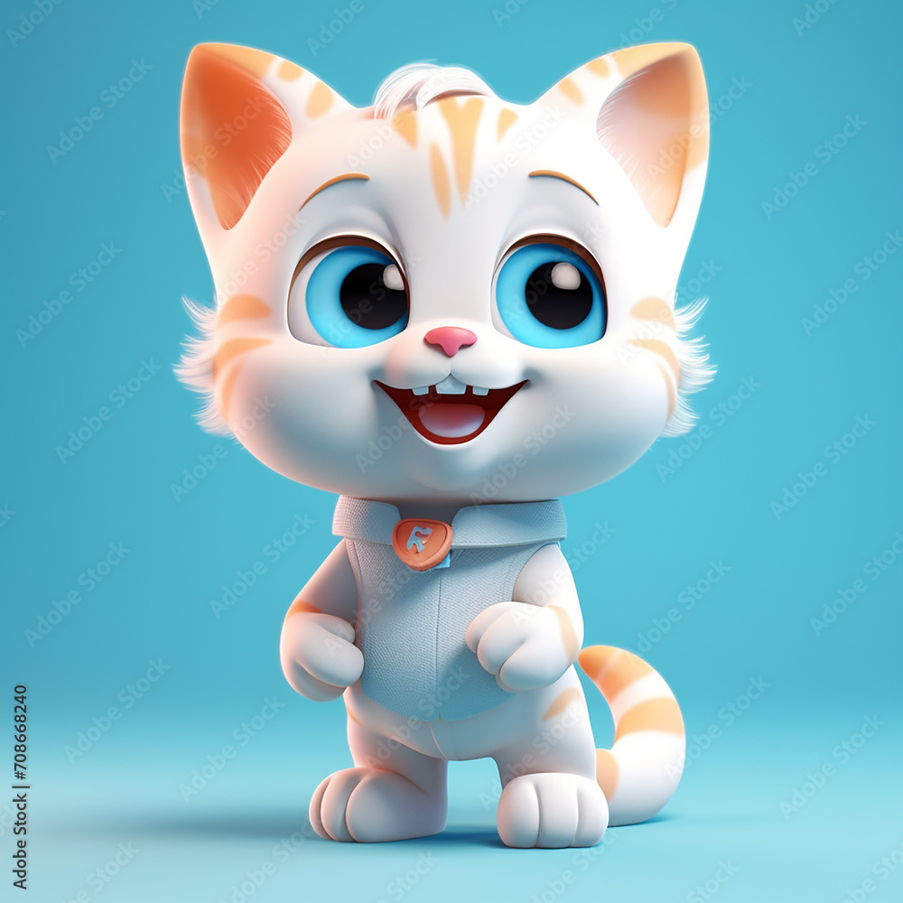 Fototapete 3d rendered photo of cartoonish character element and object made with generative ai