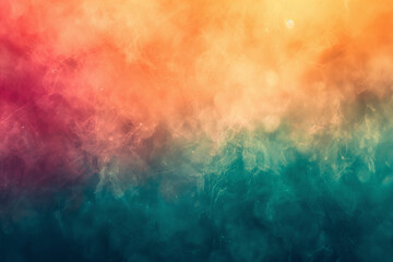 Abstract Grainy Gradient Background in Orange, Teal, Green, and Pink - A Textured Noise Texture Effect Perfect for Vibrant Summer Poster Designs