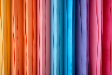 Vertical Striped Pattern Background Created with Folded Colored Construction Paper Vibrant Folds