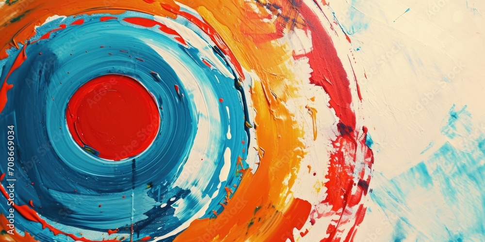 Poster A painting featuring a red circle in the center. Suitable for various uses