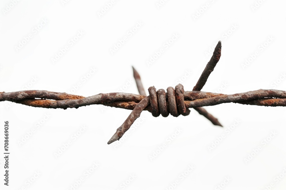 Poster barbed wire close up shot on a white background. versatile image suitable for various themes and con