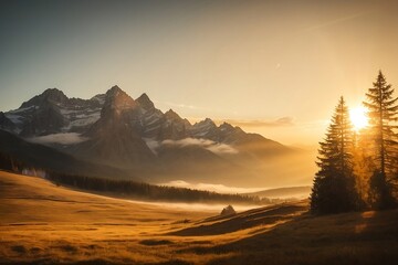 Amazing sunrise over the mountains