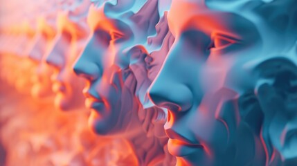 A close-up view of a group of statues. This image can be used for various purposes