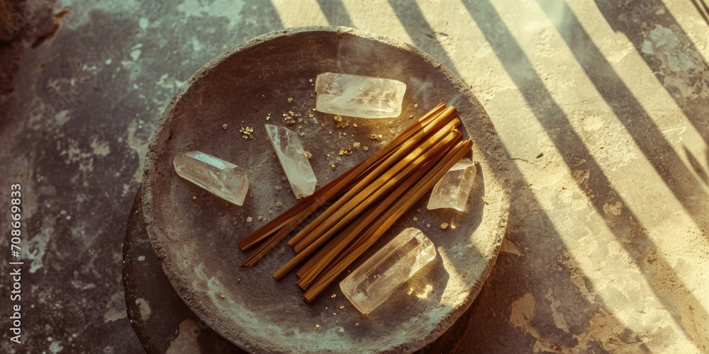 Poster a bowl filled with ice cubes and a bunch of sticks. perfect for refreshing summer-themed designs