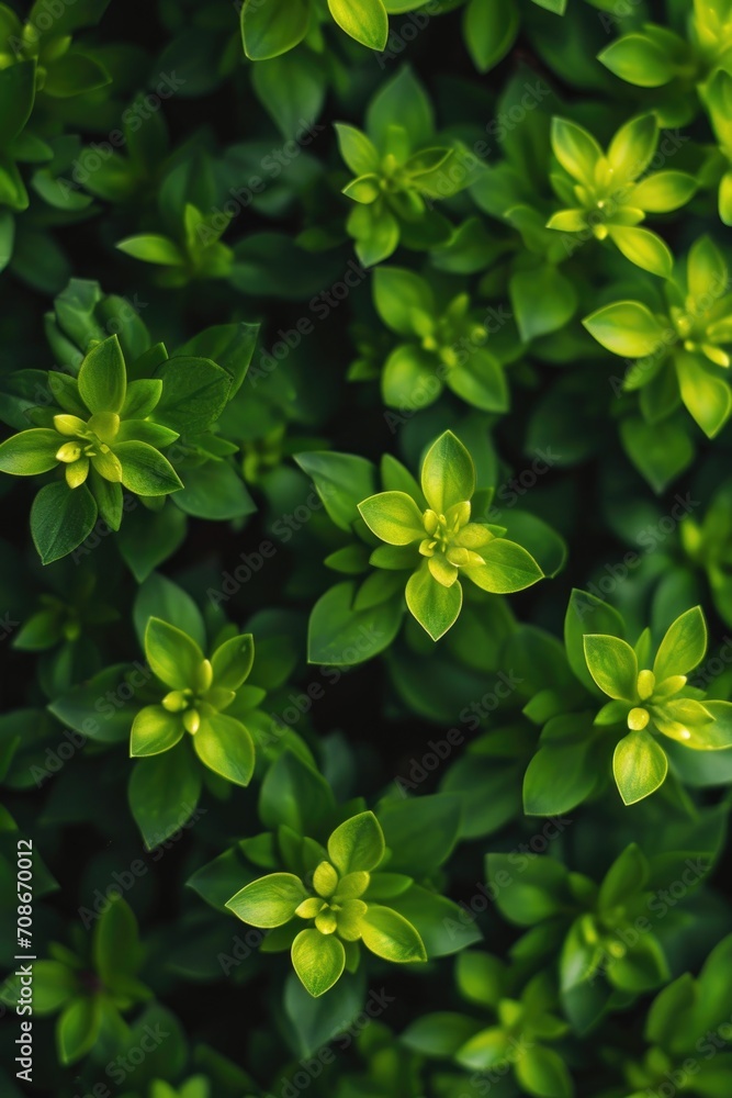 Poster A close up view of a bunch of green leaves. This versatile image can be used for various projects and designs