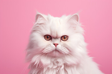 Fototapeta premium Persian cat on pink background