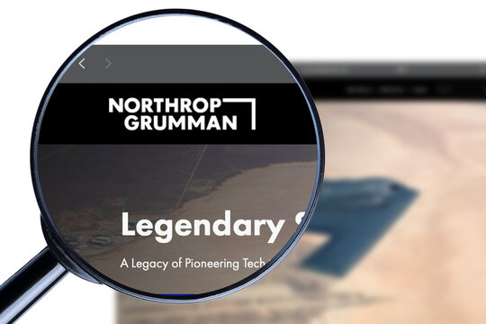 KYIV, UKRAINE - 13 January 2024: Illustrative Editorial of Northrop Grumman website homepage. Northrop Grumman logo visible on display screen.