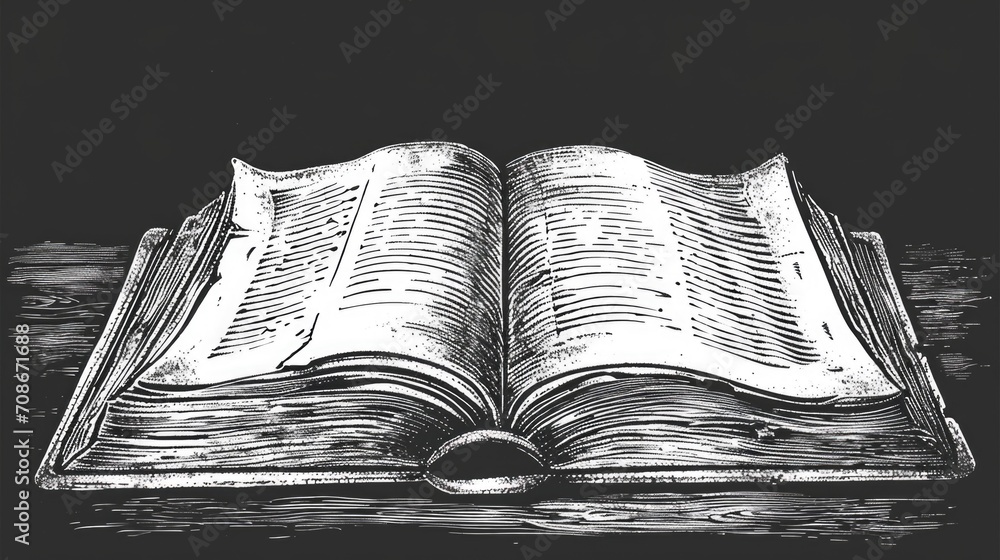Poster an open book placed on a wooden table, ready to be read and explored. perfect for educational or lit