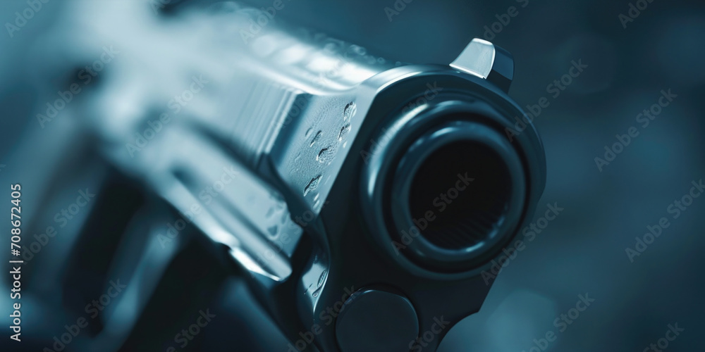 Aufkleber A close-up view of a gun with a blurry background. Suitable for various uses