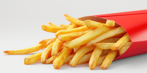 A pile of French fries sitting on top of a table. Perfect for food-related projects and restaurant promotions