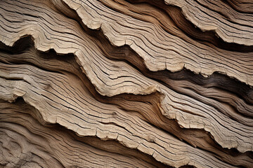 Bark of an old oak tree with deep furrows