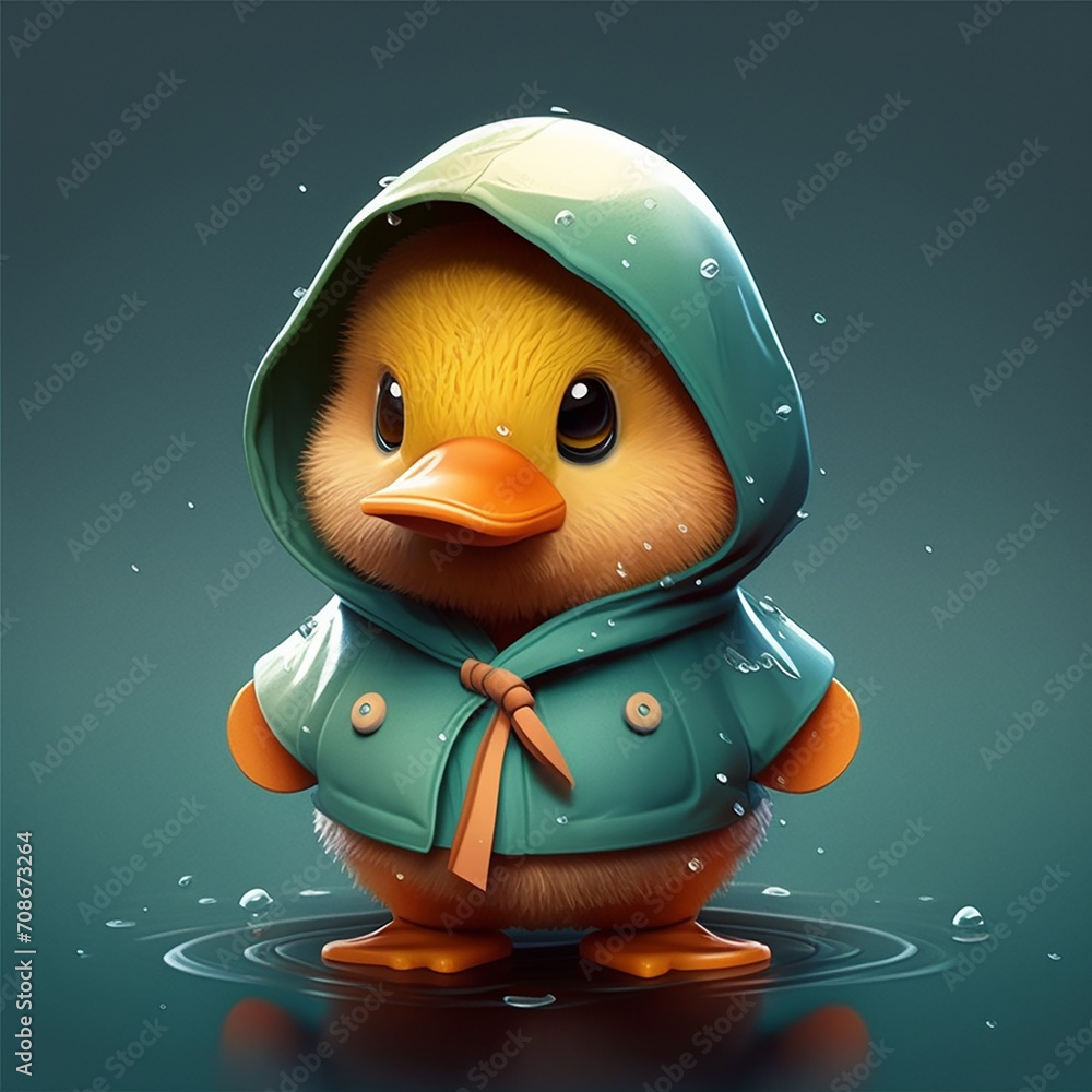 Poster a photo of baby duck on a plain background made with generative ai