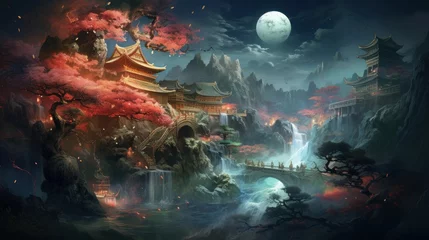 Fotobehang Fantasie landschap Chinese fantasy style scene art