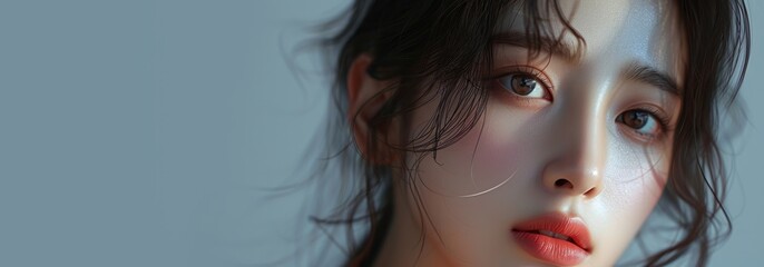 young k-pop woman close-up portrait Generative AI