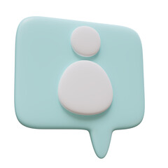 Text bubble with avatar icon. Social media concept 3d render illustration