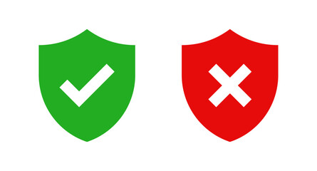 Shield with check mark and cross mark icon