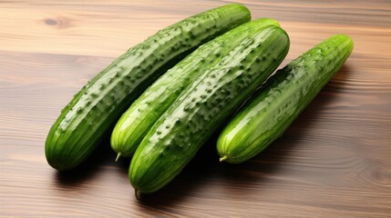 Organic cucumbers, vibrant and crunchy, showcase the bounty of a garden-fresh, vegetarian diet.