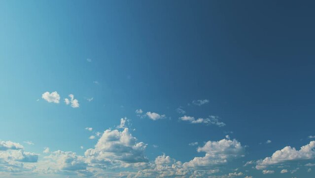 Blue Sky And White Clouds Floated In Sky. Clear Weather For Good Summer Season.