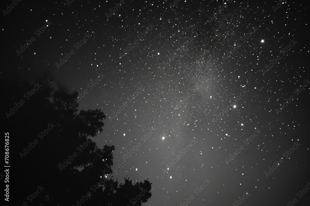 Aufkleber a captivating black and white photo of the night sky. perfect for use in astronomy-related projects 