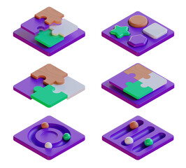 3D logic elements puzzles