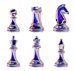 3d chess glass chrome black and white for post or landing page concept © dnvrmx