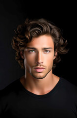 Obraz premium A captivating and ethereal studio portrait of a young man whose rugged features exude masculinity and confidence