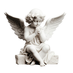 Isolated baby angel statue on white background, png