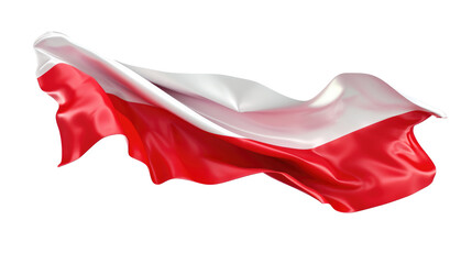Poland the flag flutters in the wind against a transparent background, png - obrazy, fototapety, plakaty