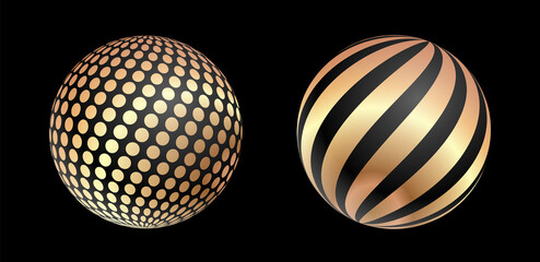 Realistic 3d glass spherical balls on black background. Shining Isolated. Vector.
