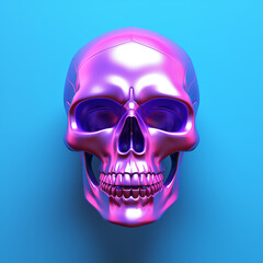 human colorful metallic 3d skull